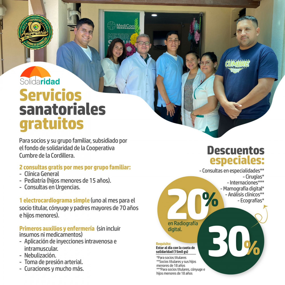 Servicios sanatoriales gratuitos y descuentos